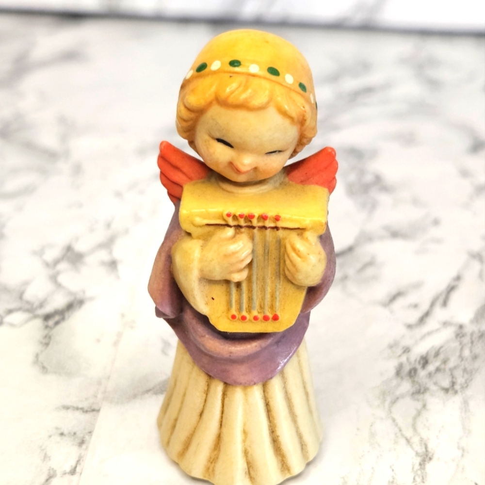 Anri Ferrandiz Italy Hand Carved Figurine Vtg Signed antique Harp Angel Holiday